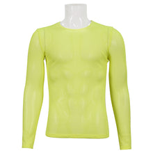 Load image into Gallery viewer, TT19803 fluorescent color Diamond-shaped net basic style long sleeves men t-shirts