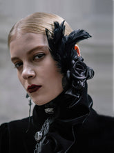Load image into Gallery viewer, AS001 Devil fashion headwear sexy women Gothic black roses feather hairpin