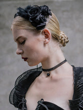 Load image into Gallery viewer, AS001 Devil fashion headwear sexy women Gothic black roses feather hairpin