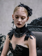 Load image into Gallery viewer, AS001 Devil fashion headwear sexy women Gothic black roses feather hairpin