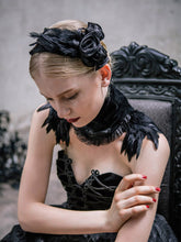 Load image into Gallery viewer, AS001 Devil fashion headwear sexy women Gothic black roses feather hairpin