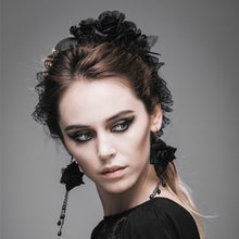 Load image into Gallery viewer, AS024 sexy women headwear Gothic black roses velvet headband