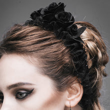Load image into Gallery viewer, AS024 sexy women headwear Gothic black roses velvet headband