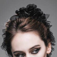 Load image into Gallery viewer, AS024 sexy women headwear Gothic black roses velvet headband