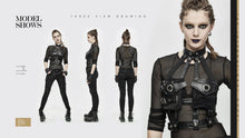 Load image into Gallery viewer, AS044 raggedy distressed collar with 2 pockets punk women body harness