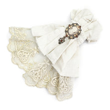 Load image into Gallery viewer, AS058 steampunk Cameo cream dark fringe jacquard cotton and linen lace bow tie