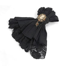 Load image into Gallery viewer, AS068 unisex style Cameo dark fringe jacquard cotton and linen black men lace bow tie