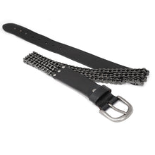 Load image into Gallery viewer, AS070 heavy metal bicycle chain motorcycle punk men black leather belt