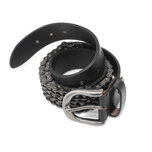 Load image into Gallery viewer, AS070 heavy metal bicycle chain motorcycle punk men black leather belt