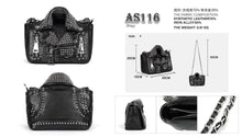 Load image into Gallery viewer, AS116 Heavy Metal Leather Jacket Shaped black rivets women Bag