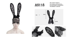 Load image into Gallery viewer, AS118 sexy women lace black Bunny ear bubble beaded headband with veil