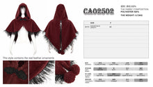 Load image into Gallery viewer, CA02502 red winter gothic women warm grained plush short hooded cape
