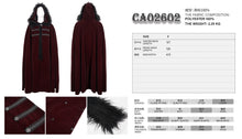 Load image into Gallery viewer, CA02602 Gothic wine fur collar velvet cloak