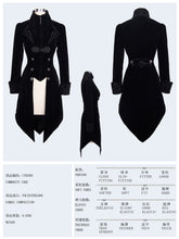 Load image into Gallery viewer, CT02001 gothic ladies embroidered high collar black dovetail velveteen coat