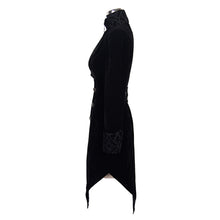 Load image into Gallery viewer, CT02001 gothic ladies embroidered high collar black dovetail velveteen coat