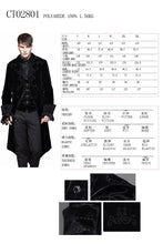 Load image into Gallery viewer, CT02801 Men black gothic hand-embroidered fake two pieces velvet coats