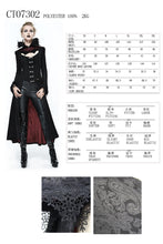 Load image into Gallery viewer, CT07302 Black and red floral high collar embroidered women dress coat