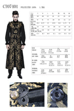 Load image into Gallery viewer, CT07401 Black and gold court floral gothic men long waistcoat
