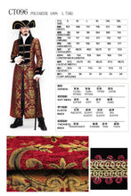 Load image into Gallery viewer, CT096 Pirate style red and gold jacquard gothic pattern men long coat