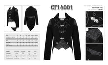 Load image into Gallery viewer, CT14001 vintage fastener gothic men black fake two pieces embroidered velvet jackets