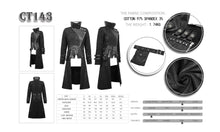 Load image into Gallery viewer, CT143 winter military uniform open collar printed punk men belted long coat with bag