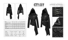 Load image into Gallery viewer, CT157 asymmetrical women black zipper up punk hooded jacket