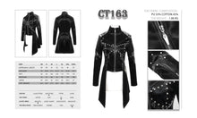 Load image into Gallery viewer, CT163 Cyber punk nailed zipper up black bright leather women long coat