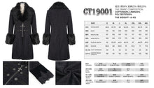 Load image into Gallery viewer, CT19001 black Gothic fur collar coat