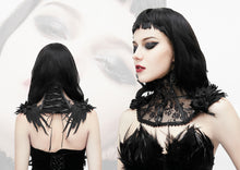 Load image into Gallery viewer, ECA003 Gothic accessory feather adjustable ribbons lace sexy women collar with rose flower