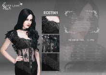 Load image into Gallery viewer, ECST001 Gothic adjustable steel buckles fishbone transparent lace corset with feather flowers