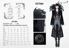 Load image into Gallery viewer, ECT004 Festival short front long back feather stand collar velveteen gothic women black long coat