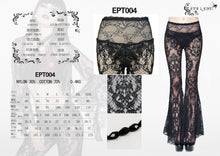 Load image into Gallery viewer, EPT004 sexy women transparent lace bell-bottoms pants with bead chain