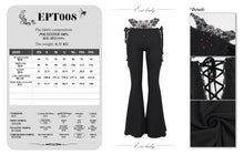 Load image into Gallery viewer, EPT008 hollow out sexy girls black bell-bottoms pants with lace and diamond