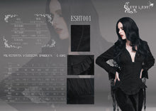 Load image into Gallery viewer, ESHT001 irregular hem lace triangular tassels jacquard sexy women long sleeves black blouse