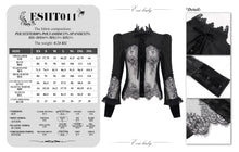 Load image into Gallery viewer, ESHT011 small stand collar long sleeves see through lace paneled sexy women black gothic blouse