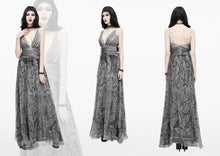 Load image into Gallery viewer, ESKT008 punk wedding branch embroidery smoky pattern sexy women silk chiffon halter dress