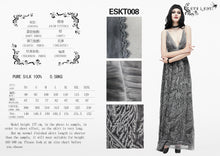 Load image into Gallery viewer, ESKT008 punk wedding branch embroidery smoky pattern sexy women silk chiffon halter dress