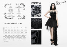 Load image into Gallery viewer, ESKT016 Gothic wedding strapless feathered sexy short velveteen dress with rose lace tail