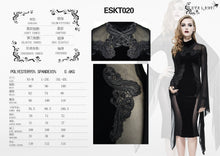 Load image into Gallery viewer, ESKT020 Gothic Cross shape stand collar flared sleeves sexy ladies stretchy middle length velvet dress