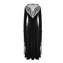 Load image into Gallery viewer, ESKT026 flocking pattern trumpet sleeve sexy ladies gothic party fitted velvet dress