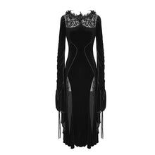 Load image into Gallery viewer, ESKT026 flocking pattern trumpet sleeve sexy ladies gothic party fitted velvet dress