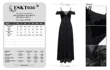 Load image into Gallery viewer, ESKT036 sexy ladies horizontal neck high slit gothic party slip dress black