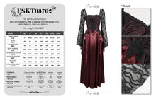 Load image into Gallery viewer, ESKT03702 RED Satin Lace Long Sleeve Gown Dress