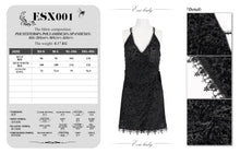 Load image into Gallery viewer, ESX001 sexy lingerie black velvet pattern translucent suspender nightdress
