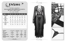 Load image into Gallery viewer, ESX004 see through flared sleeve lace black long night dress sexy lingerie