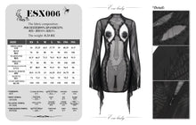 Load image into Gallery viewer, ESX006 cutout chest trumpet sleeve transparent skinny dress mesh sexy lingerie
