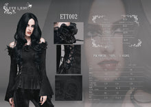 Load image into Gallery viewer, ETT002 Feather rose horizontal neck dark pattern stretchy jacquard sexy women t-shirt