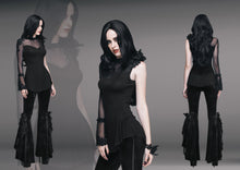 Load image into Gallery viewer, ETT003 Summer sexy ladies single flared sleeve hip covered stretchy mesh T-shirt