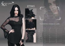 Load image into Gallery viewer, ETT003 Summer sexy ladies single flared sleeve hip covered stretchy mesh T-shirt