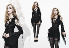Load image into Gallery viewer, ETT009 big V-neck off the shoulder sexy women lace up long sleeves t-shirt